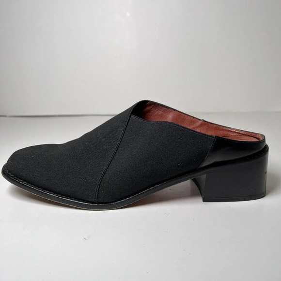 Donald Pliner Mule Heels Size 7.5 Black Cross Over Top Square Toe Shoes Spain - Picture 11 of 11